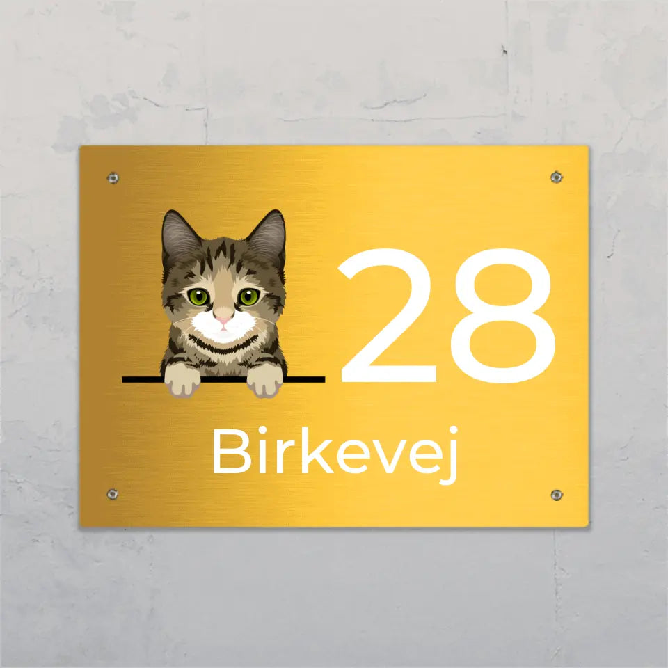 Peeking cats and house number - Personalised door sign