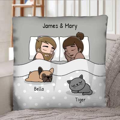 Cuddle time with pets - Personalised pillow