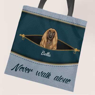Never walk alone leather look dogs - Personalised tote bag