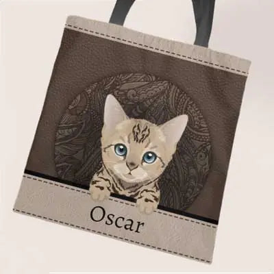 Leather look with cats - Personalised Tote Bag - Featured Image