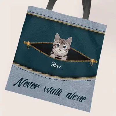 Never walk alone leather look cats - Personalised Tote Bag - Featured Image