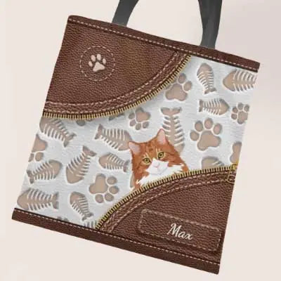 Leather Look with fish bones - Personalised Tote Bag - Featured Image