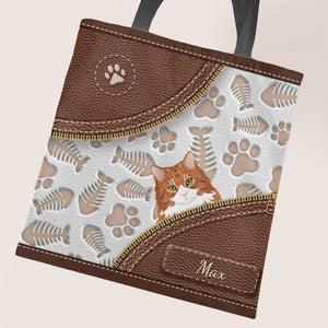 Leather Look with fish bones - Personalised Tote Bag - Featured Image
