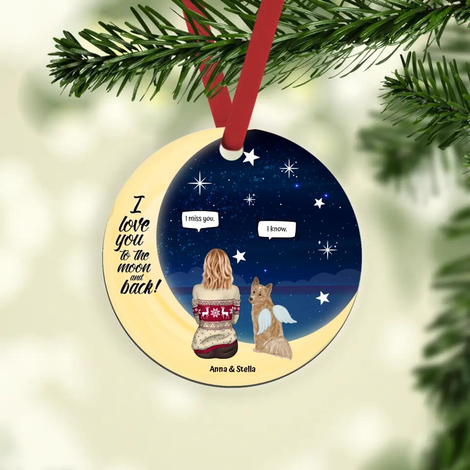 To the moon with dog - Personalised ornament