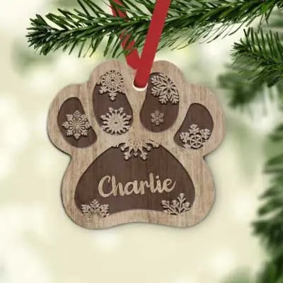 Paws with snowflakes - Personalised ornament