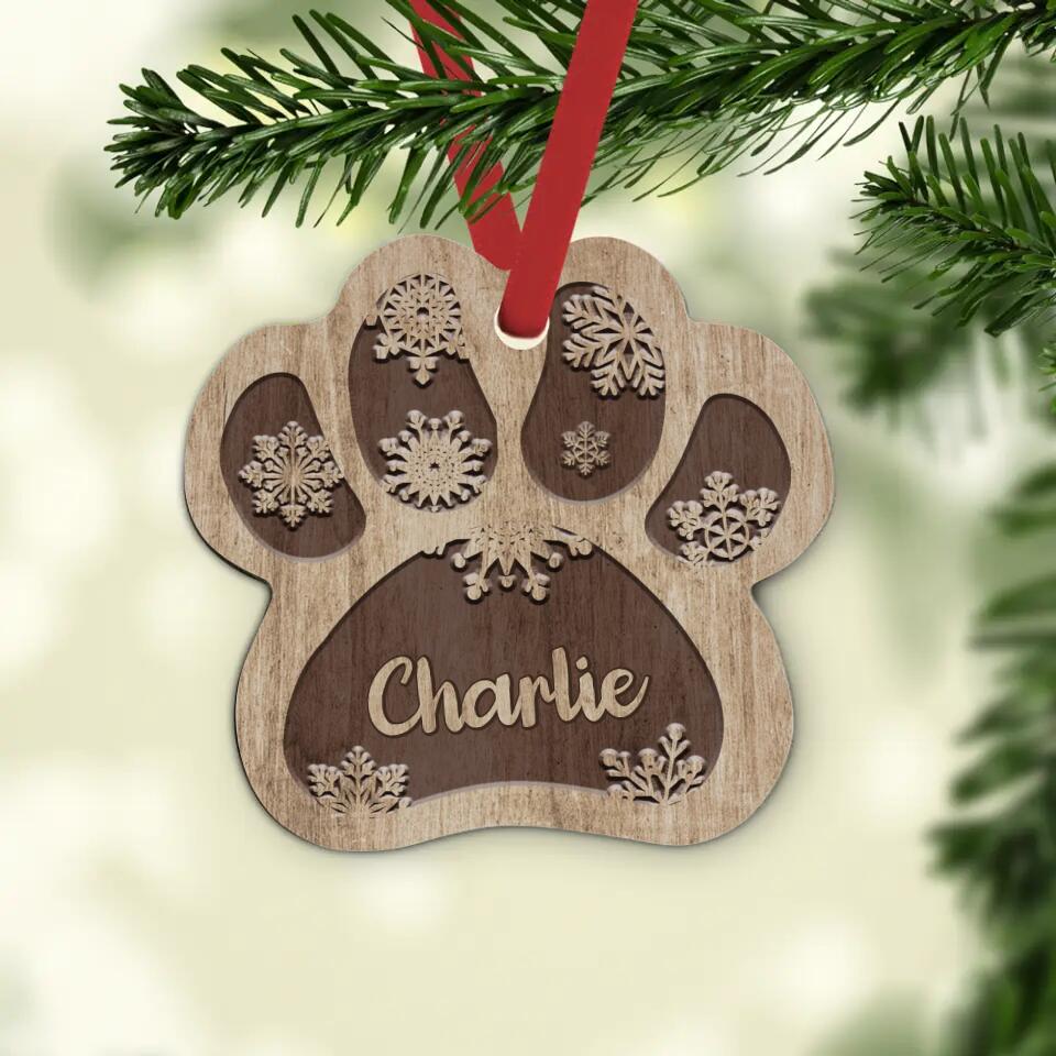 Paws with snowflakes - Personalised ornament
