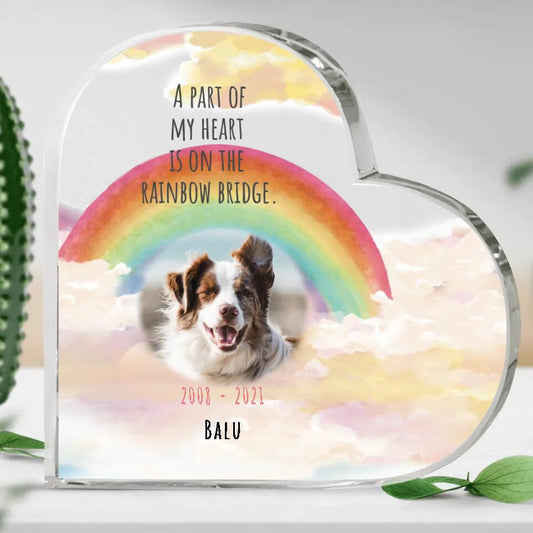 Your photo with rainbow - Personalised glass heart