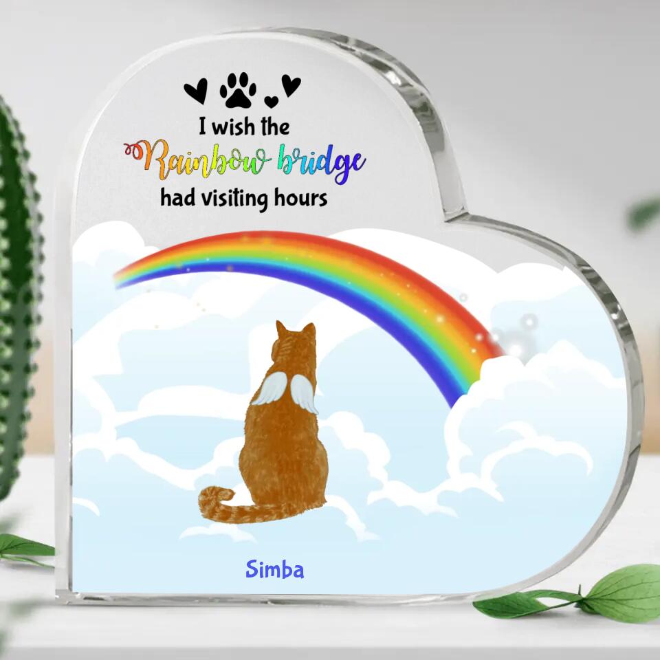 Rainbow bridge cat - Personalised glass heart