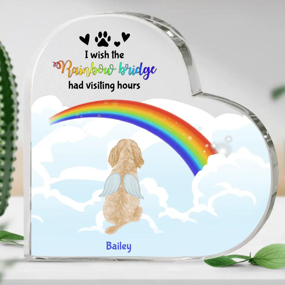 Rainbow bridge dog - Personalised glass heart