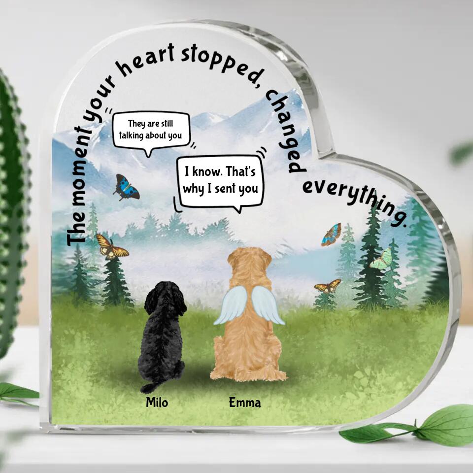 The moment among dogs - Personalised glass heart