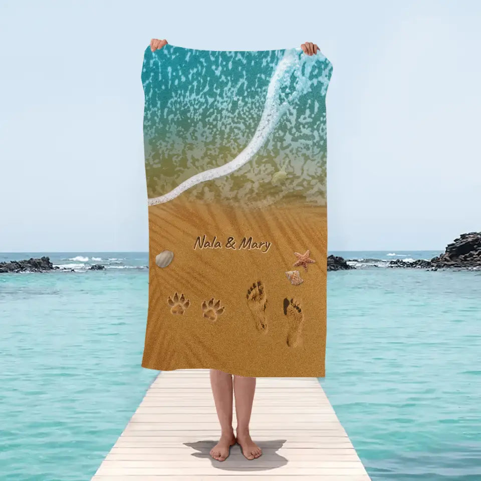 Paws in the sand - Personalised Beach Towel