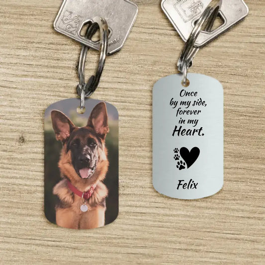 Forever in my heart - Personalised dog tag keychain