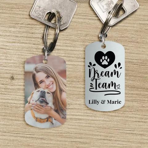 Dream Team - Personalised Dog Tag Keychain - Featured Image