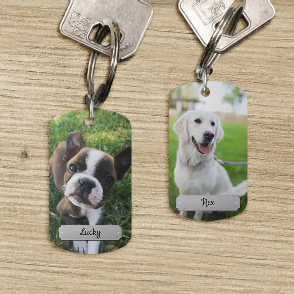 Double Photo - Personalised Dog Tag Keychain