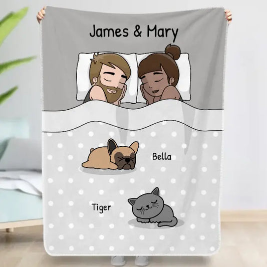 Cuddle time with pets - Personalised blanket