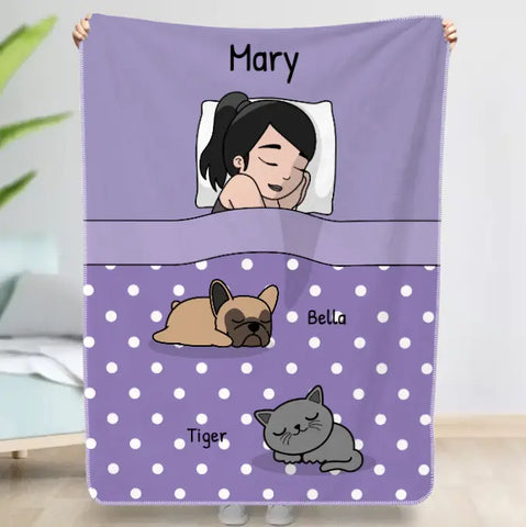 Cuddle time with pets Single - Personalised Blanket - Featured Image