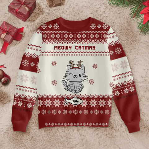 Meowy Catmas - Personalised Ugly Christmas Sweater - Featured Image