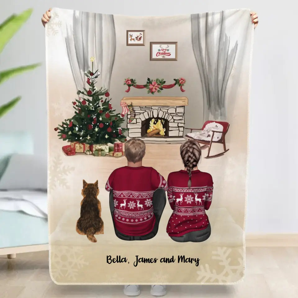 Couple by the fireplace - Personalised blanket