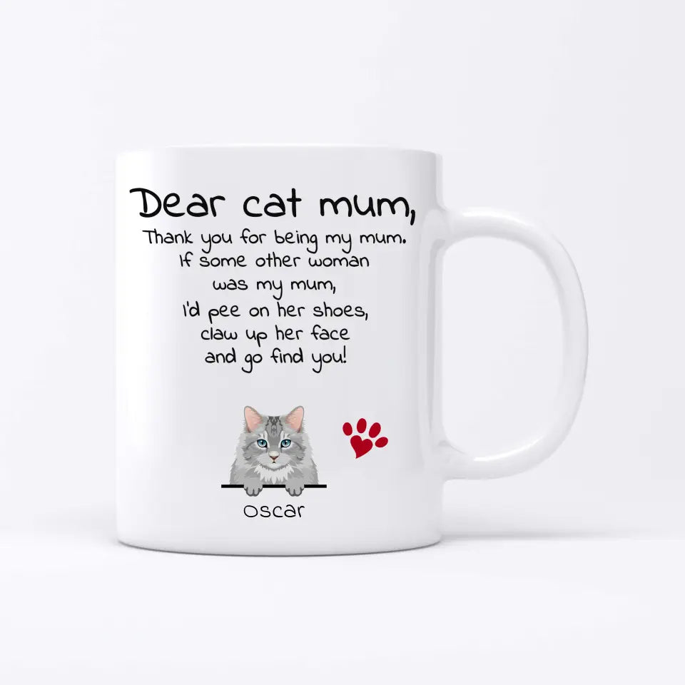 Dear cat pawrent - Personalised mug