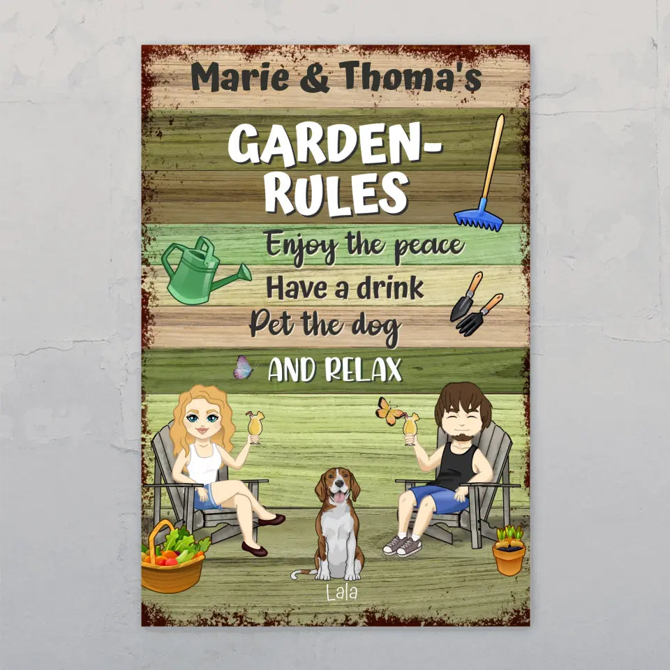 Garden rules (couple) - Personalised Garden Sign