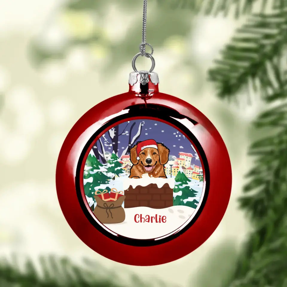 Hidden in the chimney - Personalised Christmas bauble