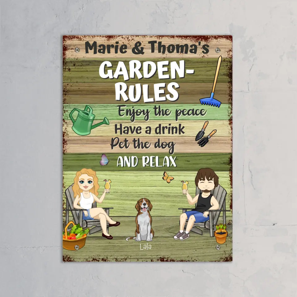 Garden rules (couple) - Personalised Garden Sign