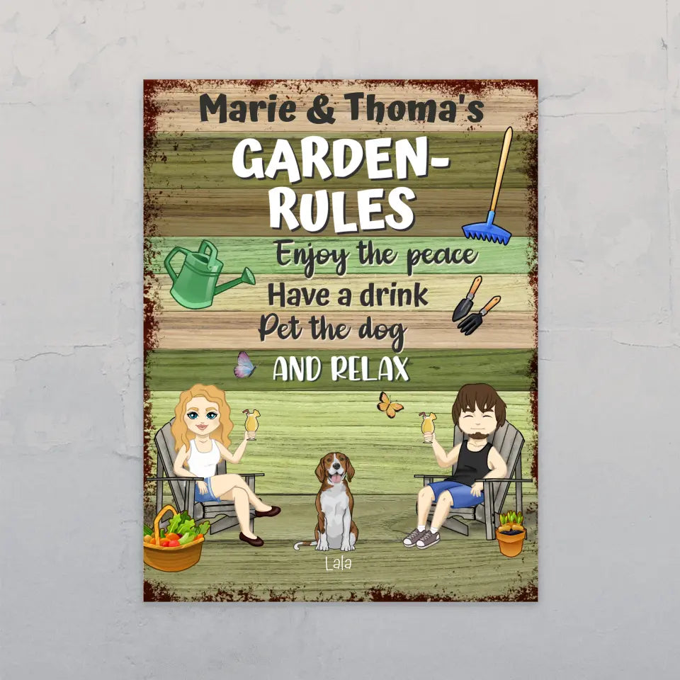 Garden rules (couple) - Personalised Garden Sign