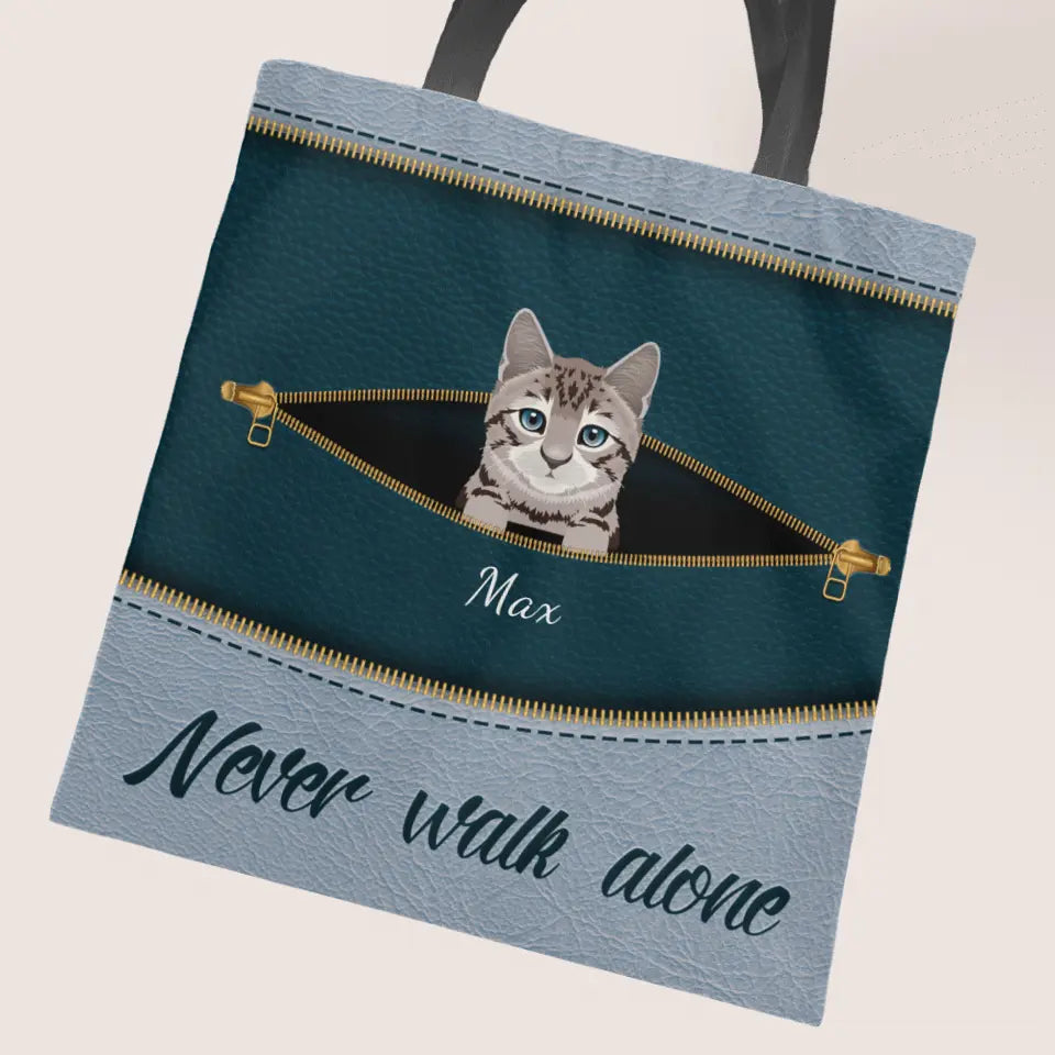 Never walk alone leather look cats - Personalised tote bag