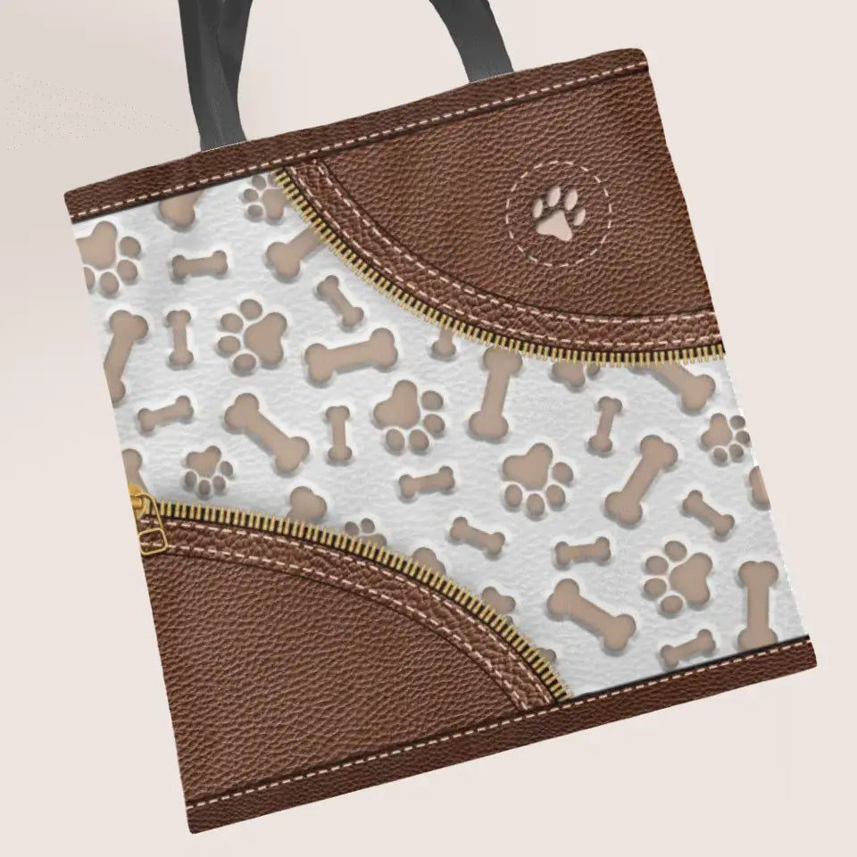 Leather look with bones - Personalised tote bag