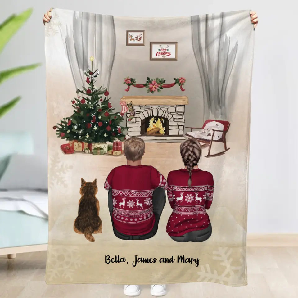 Couple by the fireplace - Personalised blanket