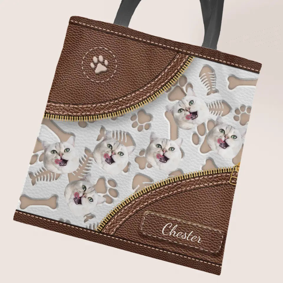 Leather look pet heads - Personalised Tote Bag