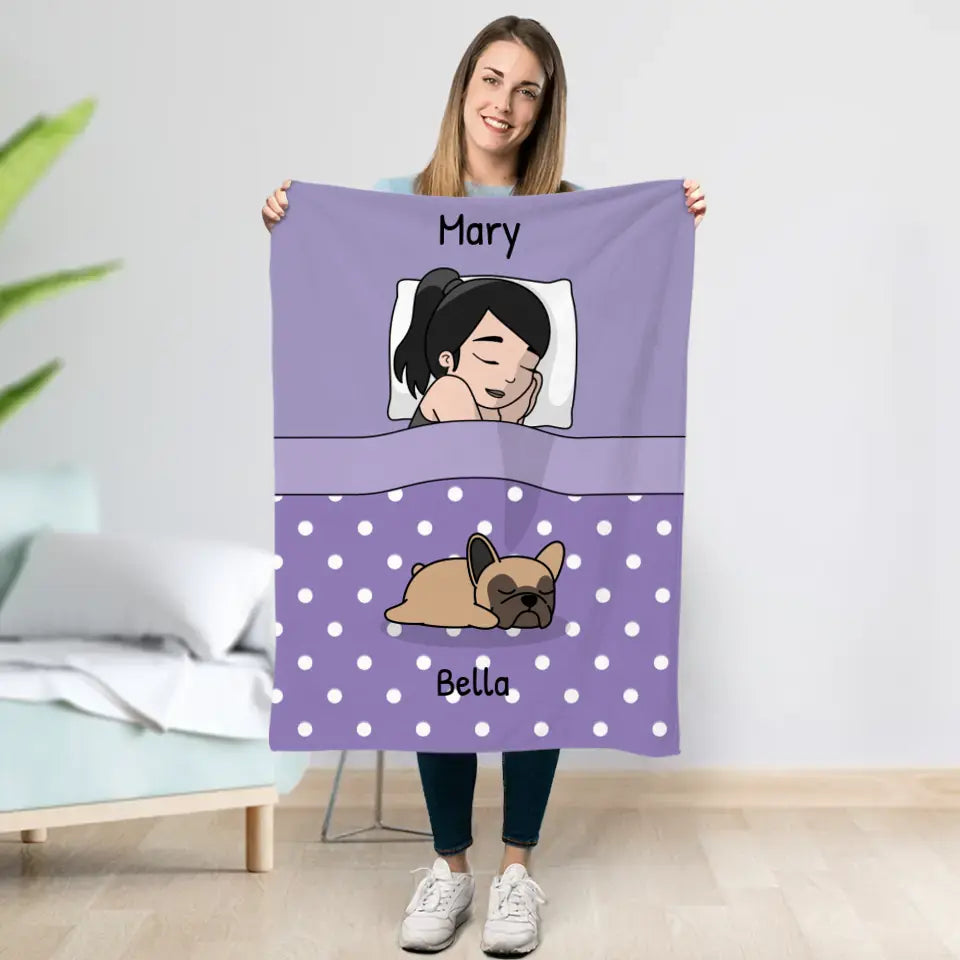 Cuddle time with pets Single - Personalised Blanket