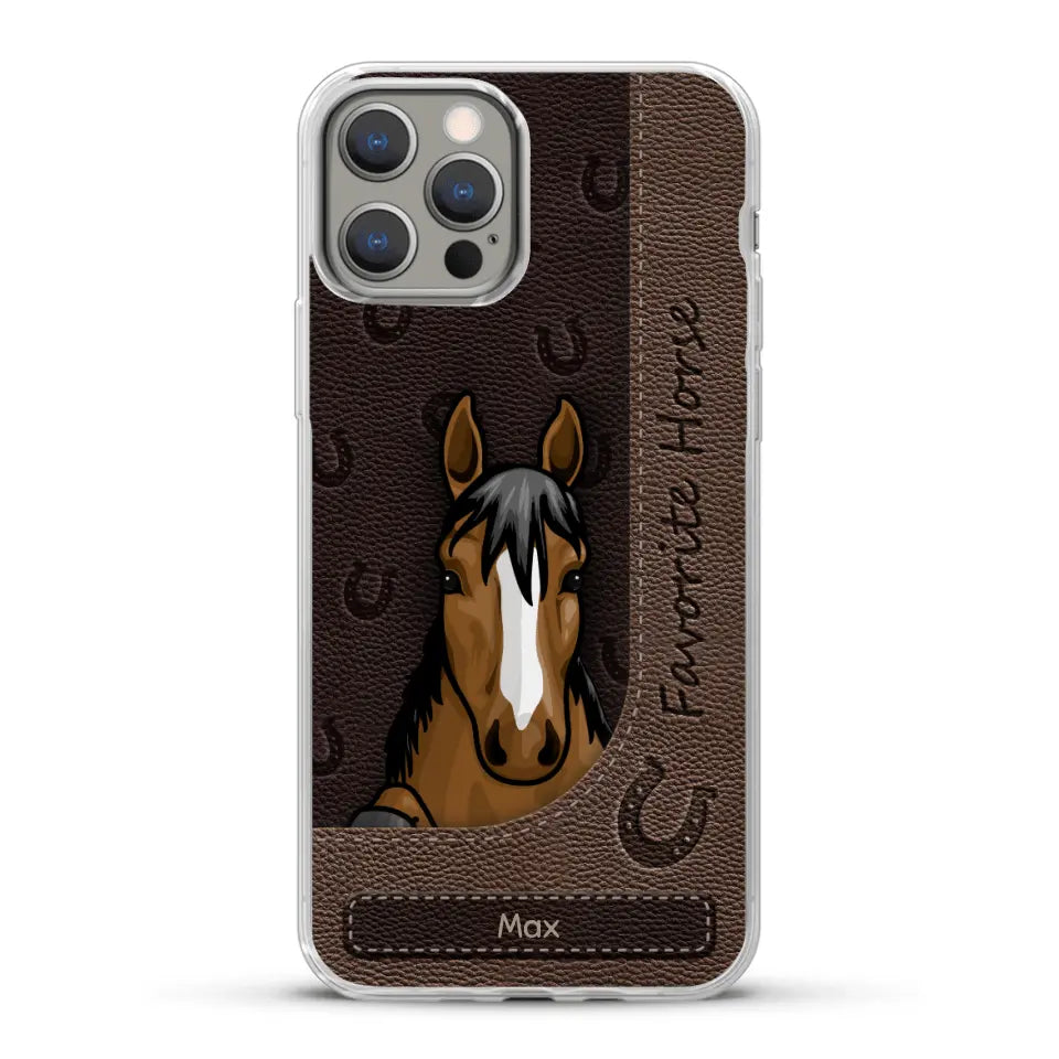 Peeking horses leather Look - Personalised phone case