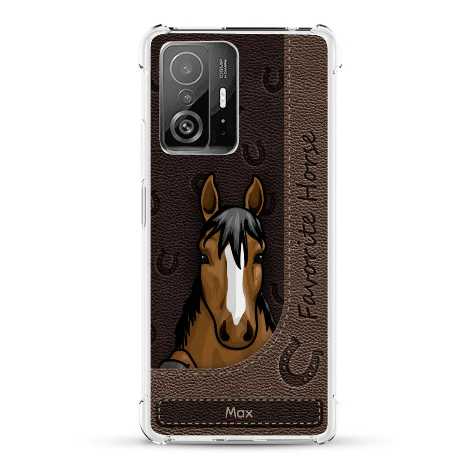 Peeking horses leather Look - Personalised phone case