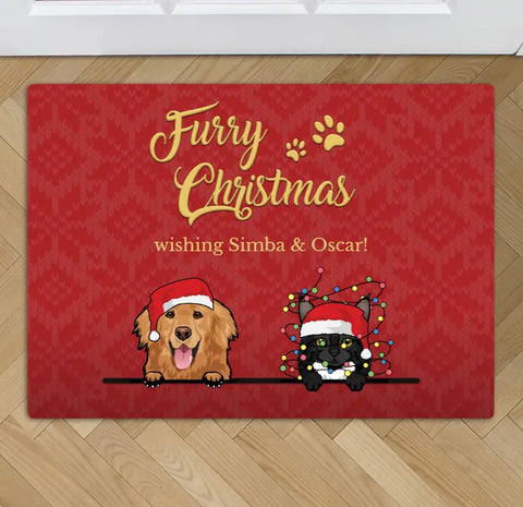 Furry Christmas - Personalised Doormat - Featured Image