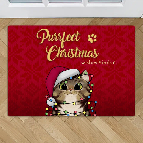 Purrfect Christmas - Personalised Doormat - Featured Image