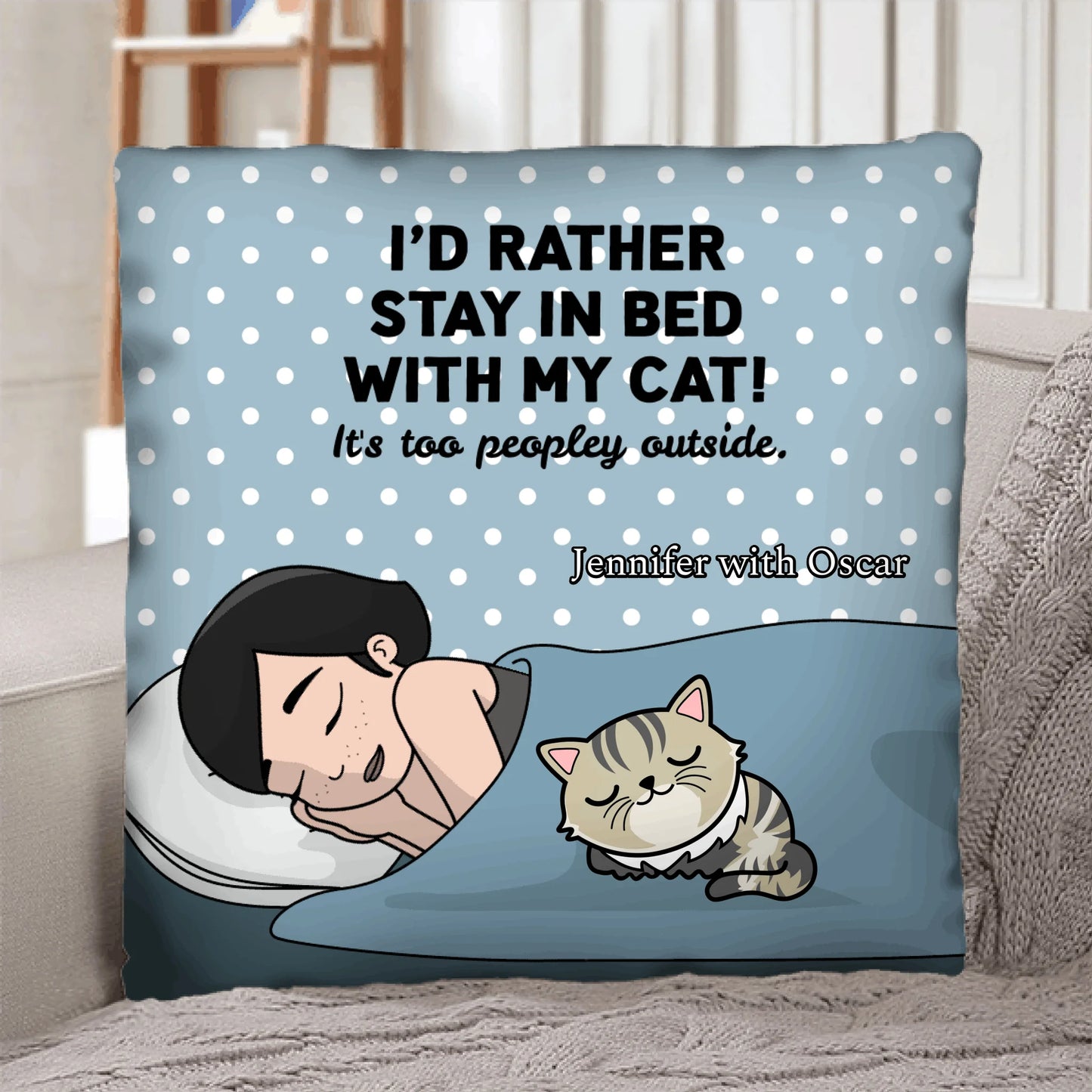 At home with my cat - Personalised Pillow